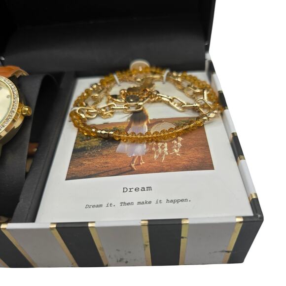 Jessica Carlyle Women Watch Quartz & Charm Bracelet Set Braided Leather Like - Picture 3 of 12